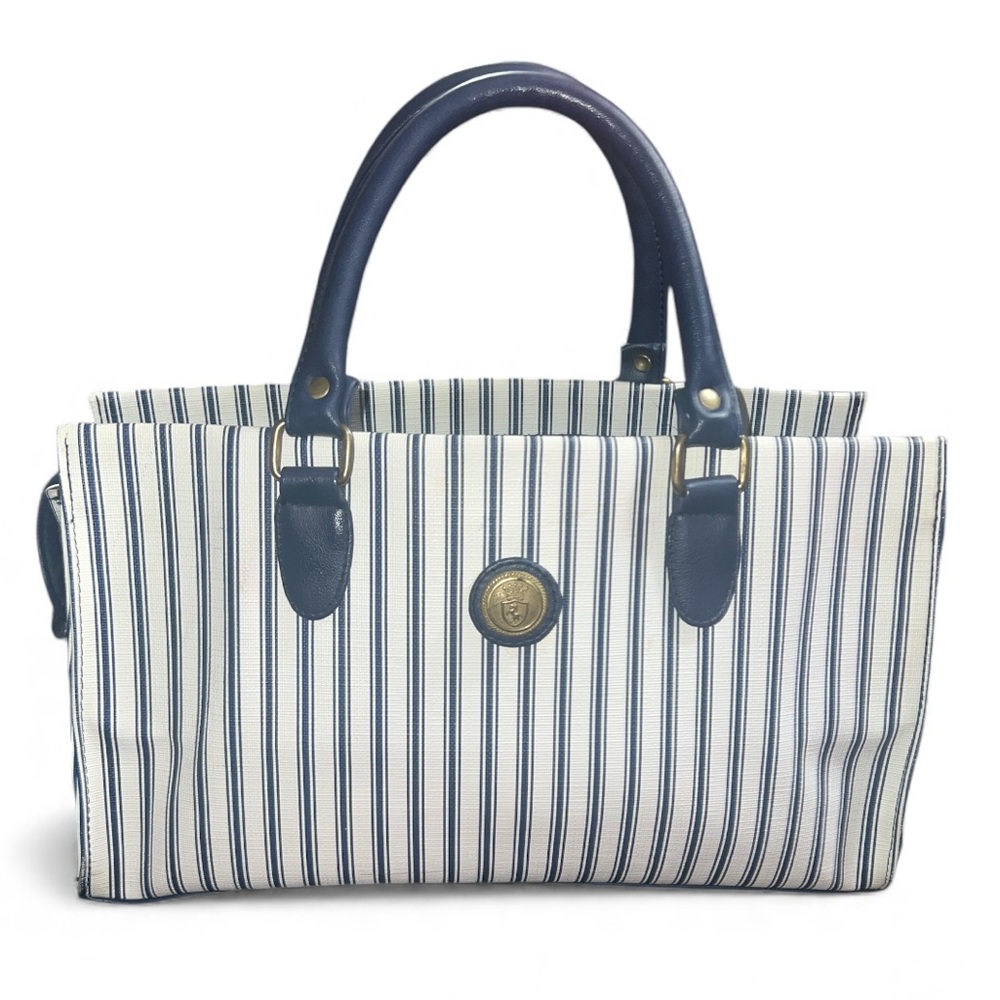 Vintage Kathy Lee Elegant Striped Navy 90’s Tote Bag